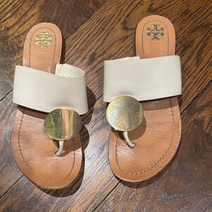 Tory Burch Used Patos Tan and Gold Women's Sandals
